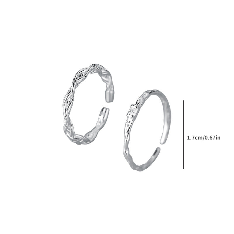 S925 Sterling Silver Twisted Circle Rings Set for Girls Holiday Gift