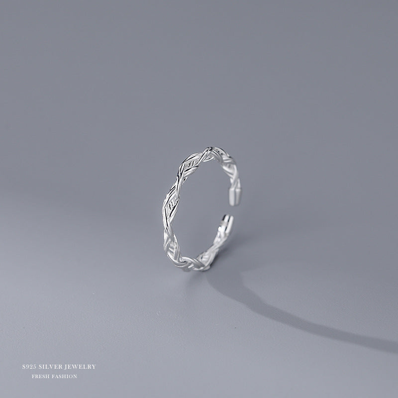 S925 Sterling Silver Twisted Circle Rings Set for Girls Holiday Gift