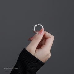 S925 Sterling Silver Twisted Circle Rings Set for Girls Holiday Gift
