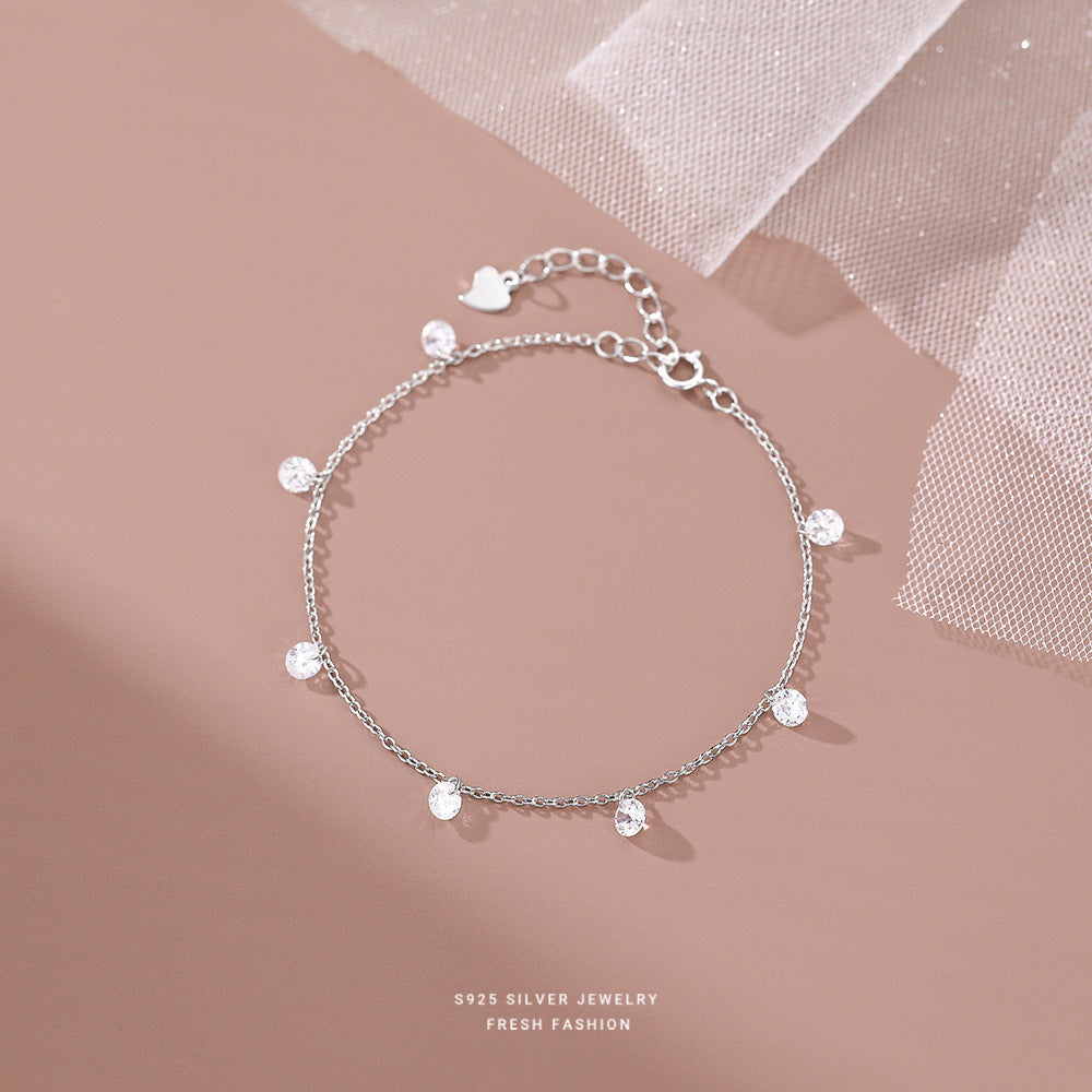 S925 Silver CZ Chain Bracelet Girls Holiday Children