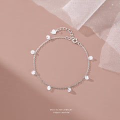 S925 Silver CZ Chain Bracelet Girls Holiday Children