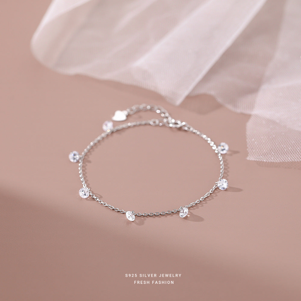 S925 Silver CZ Chain Bracelet Girls Holiday Children