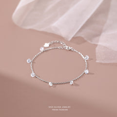 S925 Silver CZ Chain Bracelet Girls Holiday Children