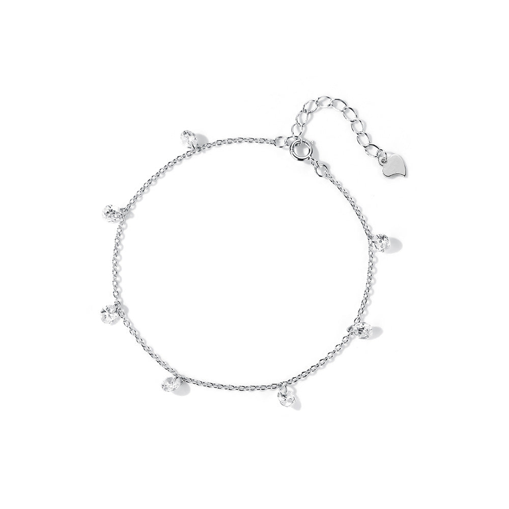 S925 Silver CZ Chain Bracelet Girls Holiday Children