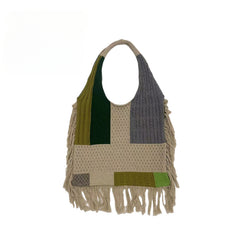 Colorblock Knitted Hobo Bag Large Capacity Retro Shoulder Bag Women's Casual Han