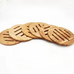 1pc 6pcs Bamboo Coaster Round Hot Pad Insulated Placemat Home Dining Table