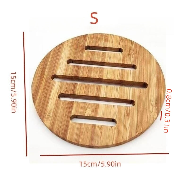 1pc 6pcs Bamboo Coaster Round Hot Pad Insulated Placemat Home Dining Table