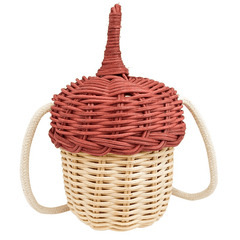 Vintage Bamboo Bag Storage Basket With Lid