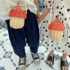 Vintage Bamboo Bag Storage Basket With Lid