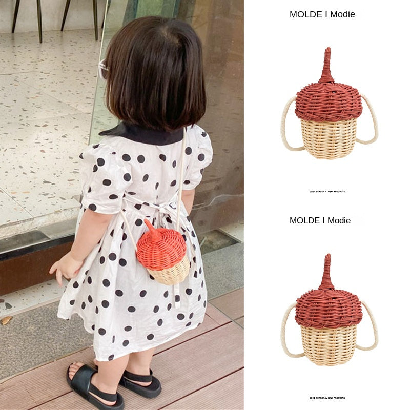Vintage Bamboo Bag Storage Basket With Lid