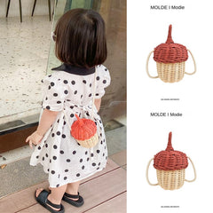 Vintage Bamboo Bag Storage Basket With Lid
