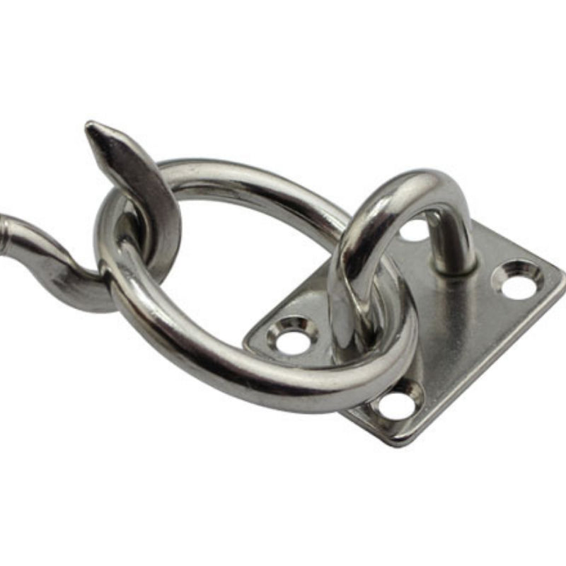 304 Stainless Steel Square Plate Eye Hook With Round Ring Boat Hardware
