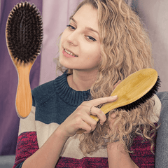 Natural Boar Bristle Hairbrush Anti static Scalp Massage Comb