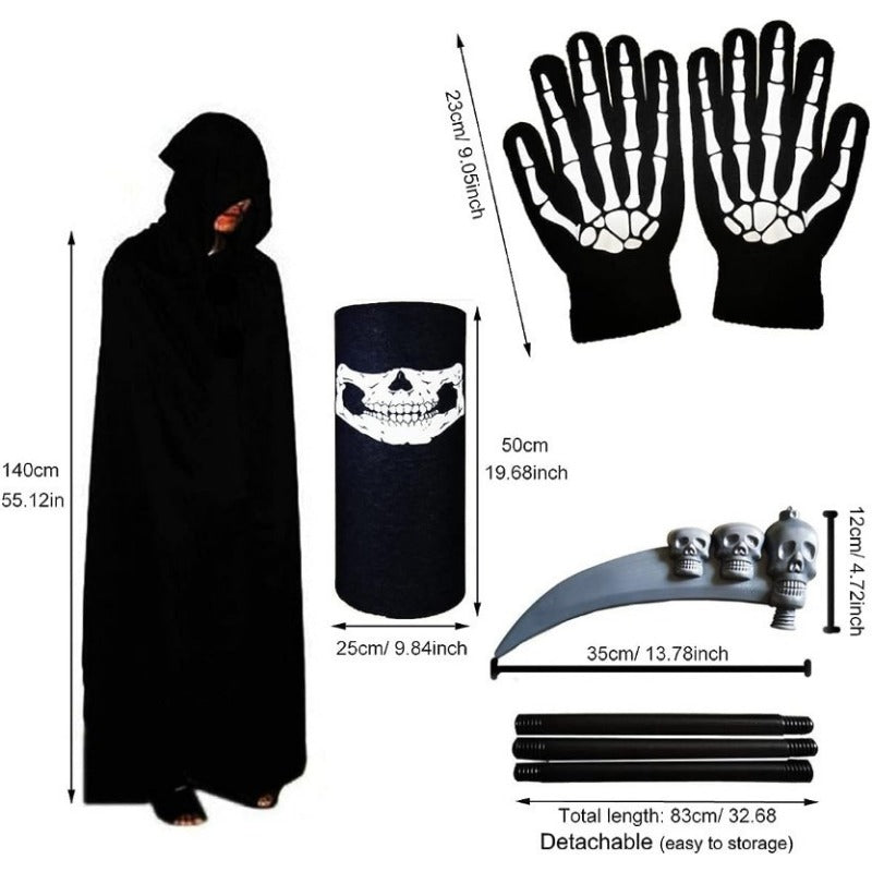 5pcs Halloween Grim Reaper Set Death Cape Costume Props
