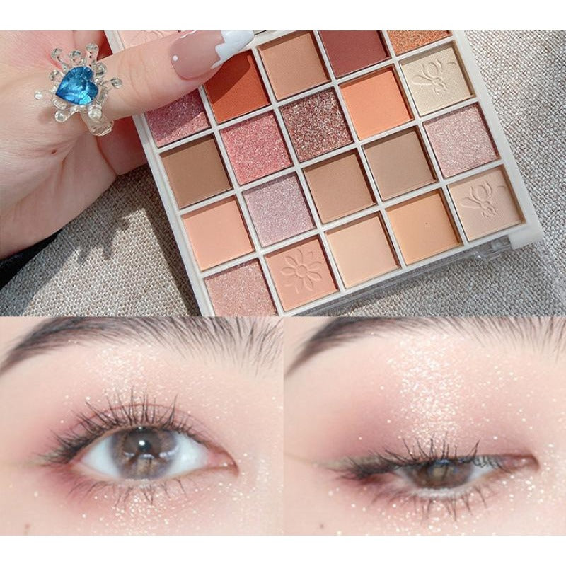 20-Color Eyeshadow Palette Matte Pearly Sequin Finish Smudge Proof Sweatproof