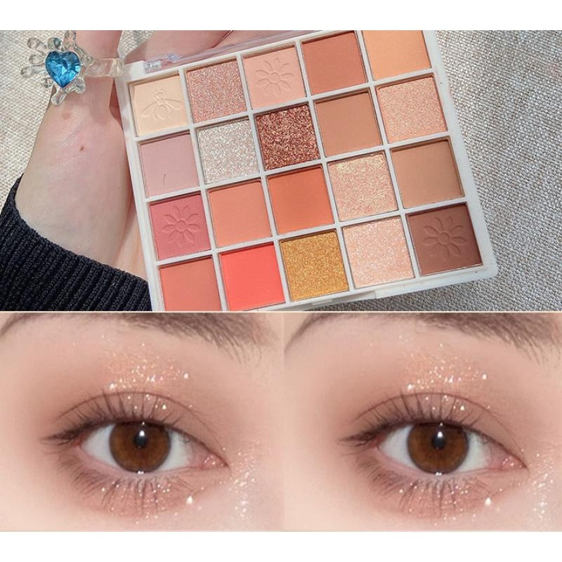 20-Color Eyeshadow Palette Matte Pearly Sequin Finish Smudge Proof Sweatproof