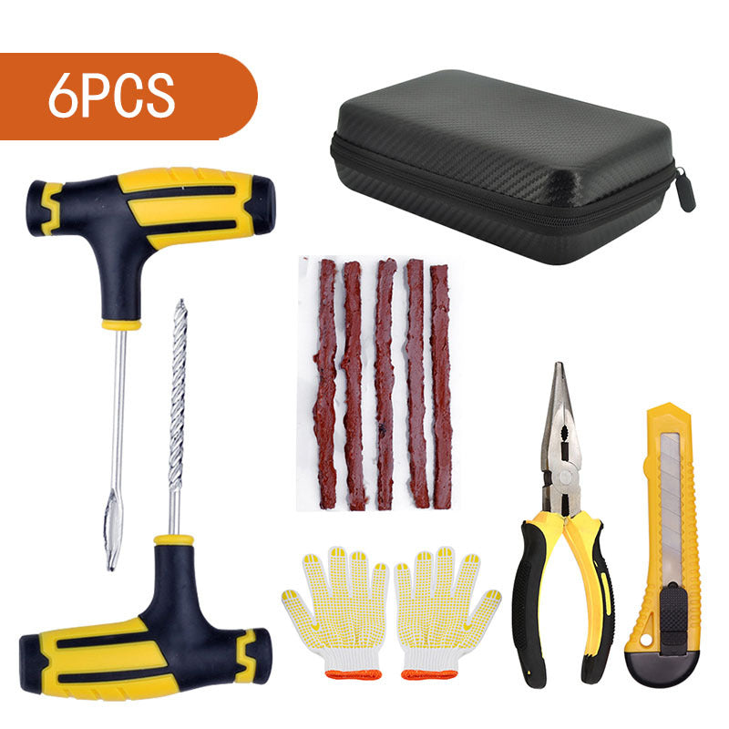 6pcs RV Tire Repair Tools Kit w/Strips Tubeless Puncture Plug Set