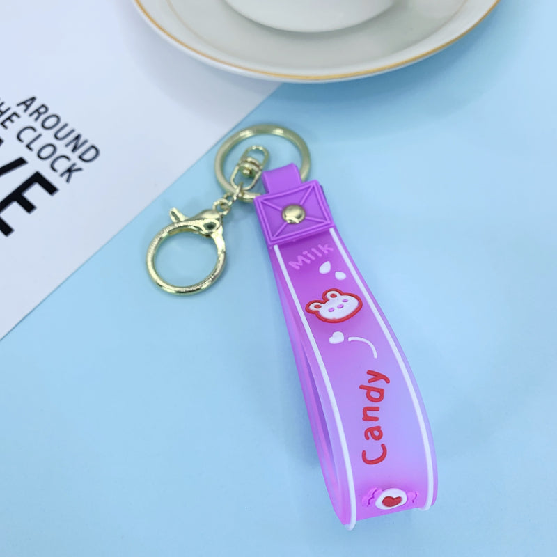 Cartoon Rainbow Lanyard Hand Strap Keychain Bag Car Key Pendant