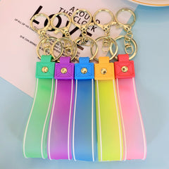 Cartoon Rainbow Lanyard Hand Strap Keychain Bag Car Key Pendant