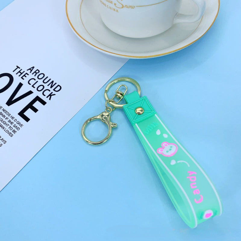 Cartoon Rainbow Lanyard Hand Strap Keychain Bag Car Key Pendant