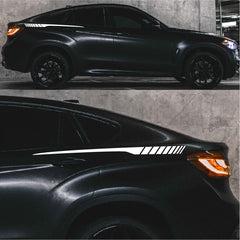 2pcs Side Skirt Car Stickers Racing Long Stripe Stickers Universal Modified Car