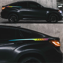 2pcs Side Skirt Car Stickers Racing Long Stripe Stickers Universal Modified Car