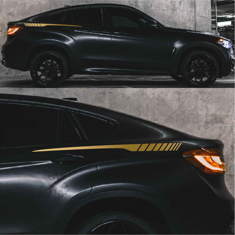 2pcs Side Skirt Car Stickers Racing Long Stripe Stickers Universal Modified Car