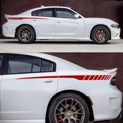 2pcs Side Skirt Car Stickers Racing Long Stripe Stickers Universal Modified Car