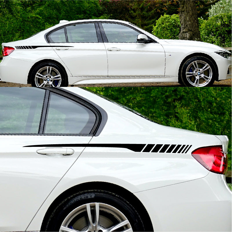 2pcs Side Skirt Car Stickers Racing Long Stripe Stickers Universal Modified Car