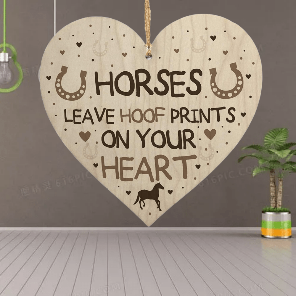Wooden Heart Horse Sign Home Decor For Friends