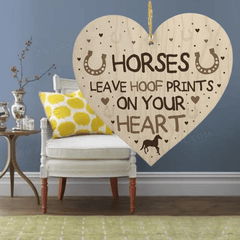 Wooden Heart Horse Sign Home Decor For Friends
