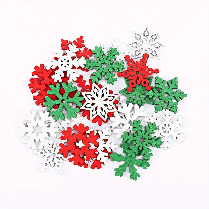 30pcs Wooden Snowflake Decorations Christmas Tree Decor