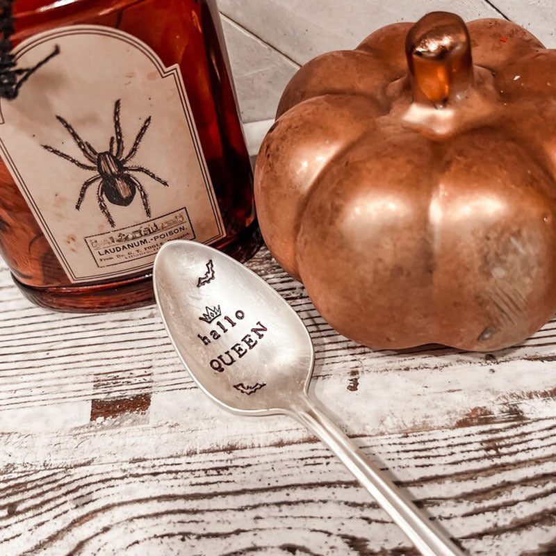 1pc Halloween Stainless Steel Slivery Spoon Hallo Queen Spoon Funny Stamped Spoo