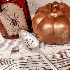 1pc Halloween Stainless Steel Slivery Spoon Hallo Queen Spoon Funny Stamped Spoo