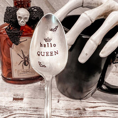 1pc Halloween Stainless Steel Slivery Spoon Hallo Queen Spoon Funny Stamped Spoo