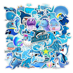 Marine Animals Shark Dolphin Waterproof Stickers for Laptop Skateboard Helmet