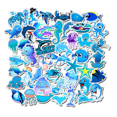 Marine Animals Shark Dolphin Waterproof Stickers for Laptop Skateboard Helmet