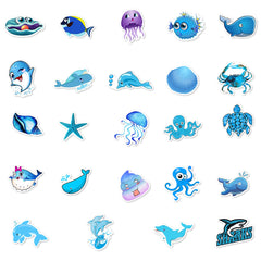 Marine Animals Shark Dolphin Waterproof Stickers for Laptop Skateboard Helmet