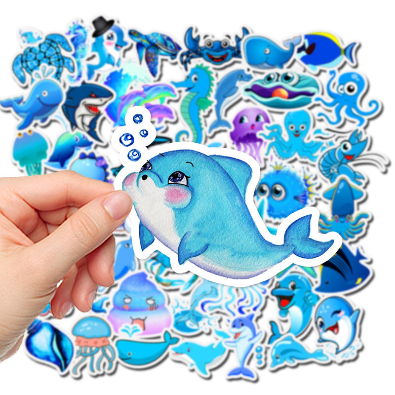 Marine Animals Shark Dolphin Waterproof Stickers for Laptop Skateboard Helmet
