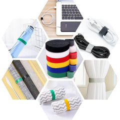 6 Rolls Hook And Loop Straps Reusable Organizer Fastening Tape