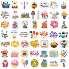 50pcs Happy Birthday Cartoon Stickers For Notebook Car Laptop