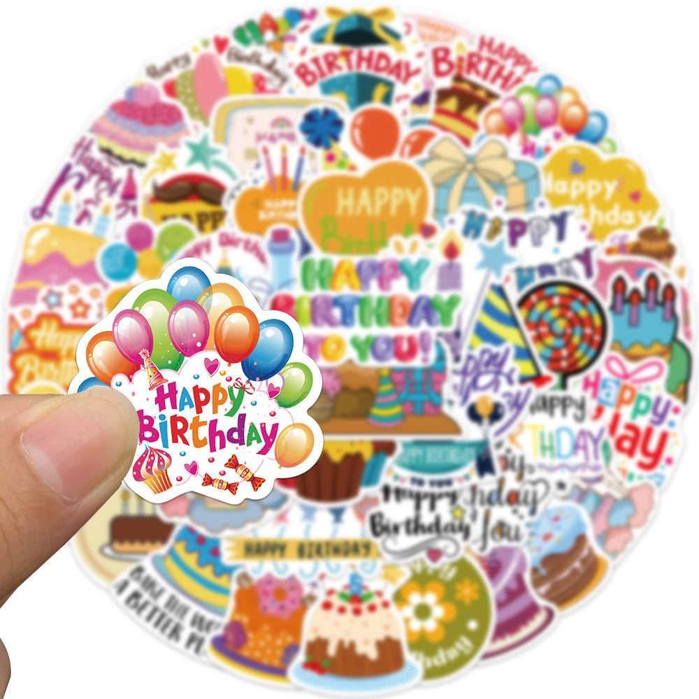 50pcs Happy Birthday Cartoon Stickers For Notebook Car Laptop
