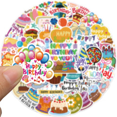 50pcs Happy Birthday Cartoon Stickers For Notebook Car Laptop