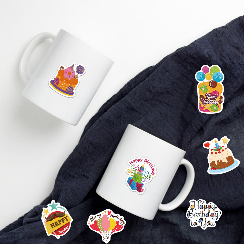 50pcs Happy Birthday Cartoon Stickers For Notebook Car Laptop