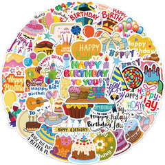 50pcs Happy Birthday Cartoon Stickers For Notebook Car Laptop