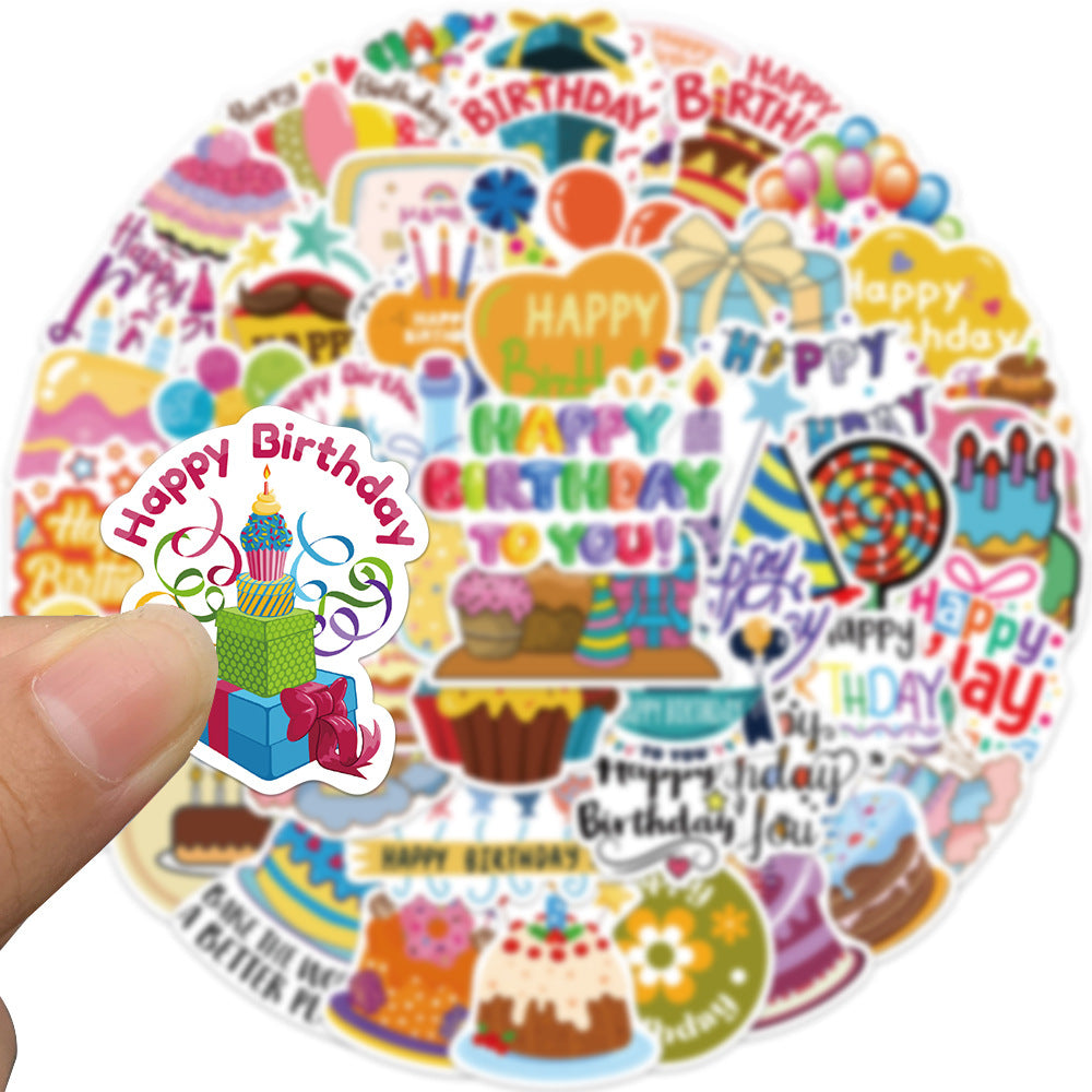 50pcs Happy Birthday Cartoon Stickers For Notebook Car Laptop