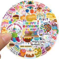 50pcs Happy Birthday Cartoon Stickers For Notebook Car Laptop