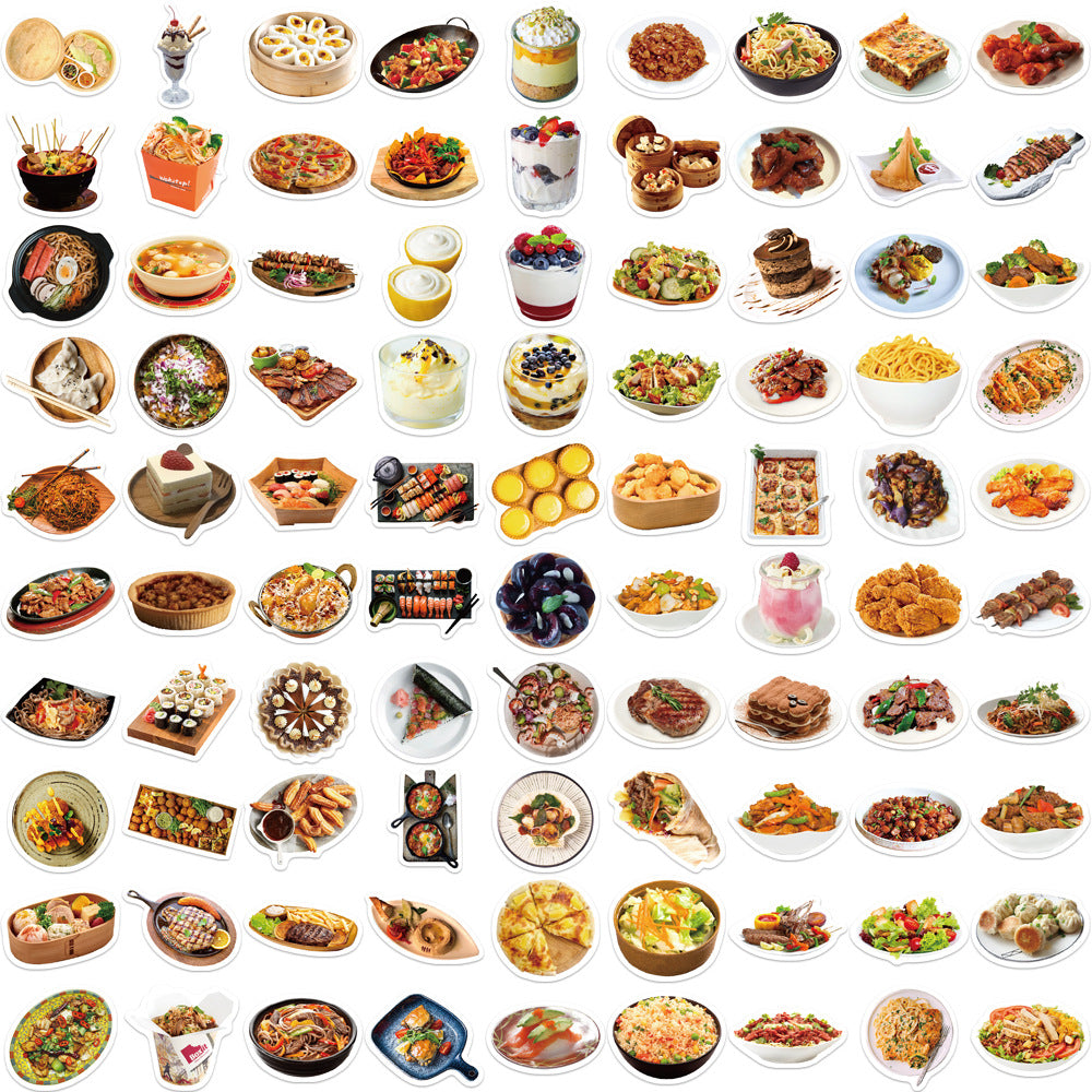 90pcs Food Stickers For Notebook Phone Waterproof Gift