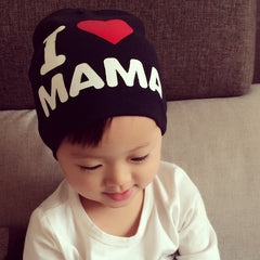 Baby Balaclava Knit Hat I Love Mom Dad Print