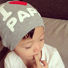 Baby Balaclava Knit Hat I Love Mom Dad Print
